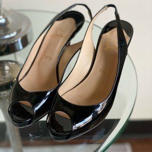 Christian Louboutin Patent Peep Toe Slingback Pump